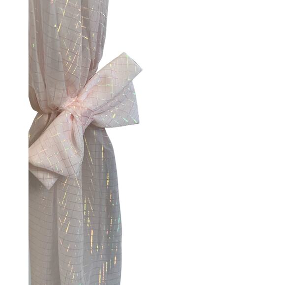 Vintage 1980s Cream Princess Dress with Sheer Iridescent Overlay Medium - Picture 5 of 6